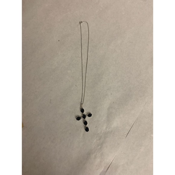 Vintage Genuine Onyx and Sterling Silver Cross, Cross Necklace - Picture 2 of 8